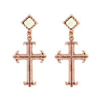 CROSS WESTERN STYLE TURQUOISE DANGLE EARRINGS