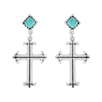 CROSS WESTERN STYLE TURQUOISE DANGLE EARRINGS