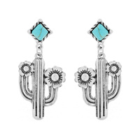 CACTUS WESTERN STYLE TURQUOISE DANGLE EARRINGS