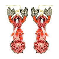 LOBSTER SEED BEAD DANGLE EARRINGS