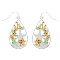 SEA LIFE CORAL REEF STARFISH CUTOUT EARRINGS