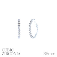 35MM CZ CUBIC ZIRCONIA HOOP EARRINGS