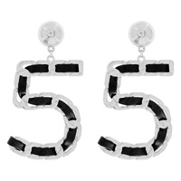 NUMBER 5 CHAIN LEATHER EARRINGS