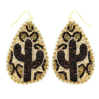 CACTUS SEED BEAD TEARDROP EARRINGS