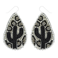 CACTUS SEED BEAD TEARDROP EARRINGS