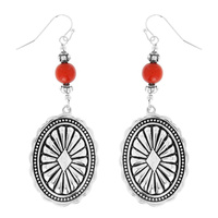 WESTERN CONCHO ACRYLIC BEAD DANGLE EARRINGS