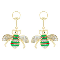HANGING RHINESTONE BEE DROP EARRINGS