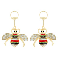 HANGING RHINESTONE BEE DROP EARRINGS
