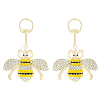 HANGING RHINESTONE BEE DROP EARRINGS