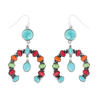 WESTERN SQUASH BLOSSOM   TURQUOISE DANGLE EARRINGS