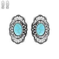 WESTERN TURQUOISE CLIP ON EARRINGS