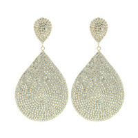 OVAL SHAPE RHINESTONE POST EARRINGS