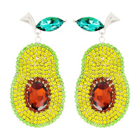 RHINESTONE AVOCADO DANGLE EARRINGS
