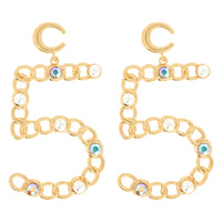 NUMBER 5 CHAIN DANGLE EARRINGS