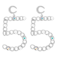 NUMBER 5 CHAIN DANGLE EARRINGS