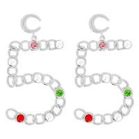 NUMBER 5 CHAIN DANGLE EARRINGS