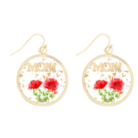 MOM NATURAL DRIED FLOWER ROUND EARRINGS RESIN FLORAL JEWELRY
