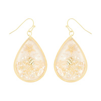 RESIN SEASHELL TEARDROP DANGLE EARRINGS OCEAN BEACH JEWELRY