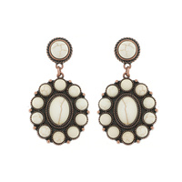 WESTERN SQUASH BLOSSOM TURQUOISE DANGLE EARRINGS