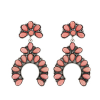 WESTERN TURQUOISE SQUASH BLOSSOM DANGEL EARRINGS