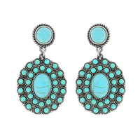 WESTERN SQUASH BLOSSOM TURQUOISE DANGLE EARRINGS