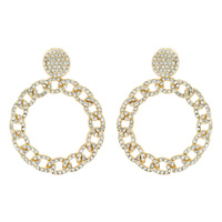 CRYSTAL RHINESTONE  CHAIN LINK CIRCLE HOOP EARRINGS