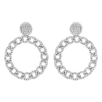 CRYSTAL RHINESTONE  CHAIN LINK CIRCLE HOOP EARRINGS