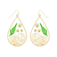 NATURAL DRIED FLOWER TEARDROP EARRINGS RESIN FLORAL JEWELRY