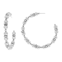 CCB BALL BEAD WITH RHINESTONE HALF HOOP EARRINGS