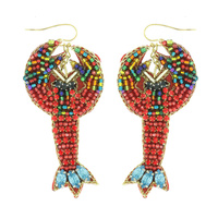 LOBSEED BEAD LOBSTER DANGLE EARRINGSSTER SEED BEAD DANGLE EARRINGS