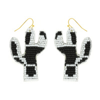 WESTERN SEED BEAD COW NATIVE AMERICAN CACTUS EARRINGS