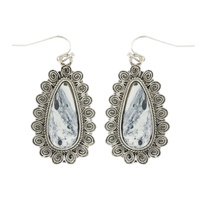 TEARDROP-VINTAGE WESTERN STYLE TURQUOISE SEMI-STONE DANGLE HOOK EARRINGS