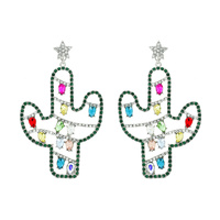 WESTERN STYLE CHRISTMAS CACTUS TREE DANGLE EARRINGS