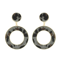 LEOPARD CHEETAH PRINT HOOP DANGLE EARRINGS