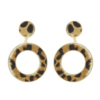 LEOPARD CHEETAH PRINT HOOP DANGLE EARRINGS