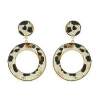 LEOPARD CHEETAH PRINT HOOP DANGLE EARRINGS