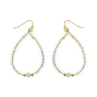 FASHION BEADED TEARDROP DANGLE EARRINGS WITH PEARL