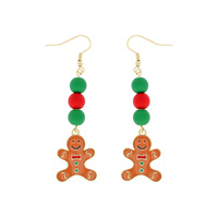 CHRISTMAS GINGERBREAD MAN PENDANT RUBBER BALL NECKLACE AND EARRINGS SET X MAS SEASONAL HOLIDAY JEWELRY