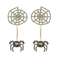 HALLOWEEN SPIDER WEB WITH DANGLING SPIDER EARRINGS