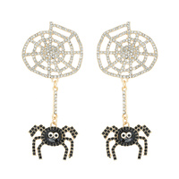 HALLOWEEN SPIDER WEB WITH DANGLING SPIDER EARRINGS