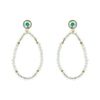 FASHION GEMSTONE BEADED TEARDROP OVAL DANGLE EARRINGS