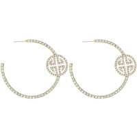 60MM CRYSTAL RHINESTONE ANCIENT GREEK KEY HOOP EARRINGS