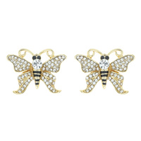 CRYSTAL RHINESTONE BUTTERFLY STUD EARRINGS