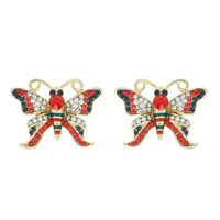 CRYSTAL RHINESTONE BUTTERFLY STUD EARRINGS