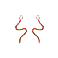 CRYSTAL RHINESTONE THIN WAVY SNAKE EARRINGS