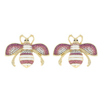 RHINESTONE INSECT BUMBLE HONEY BEE STUD EARRINGS