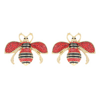 RHINESTONE INSECT BUMBLE HONEY BEE STUD EARRINGS