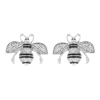RHINESTONE INSECT BUMBLE HONEY BEE STUD EARRINGS