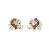 CRYSTAL RHINESTONE LUCKY ELEPHANT STUD EARRINGS