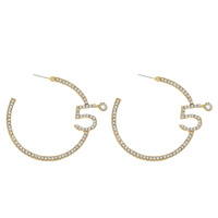60MM FIVE DEGREES CRYSTAL RHINESTONE PAVE OPEN HOOP STATEMENT EARRINGS